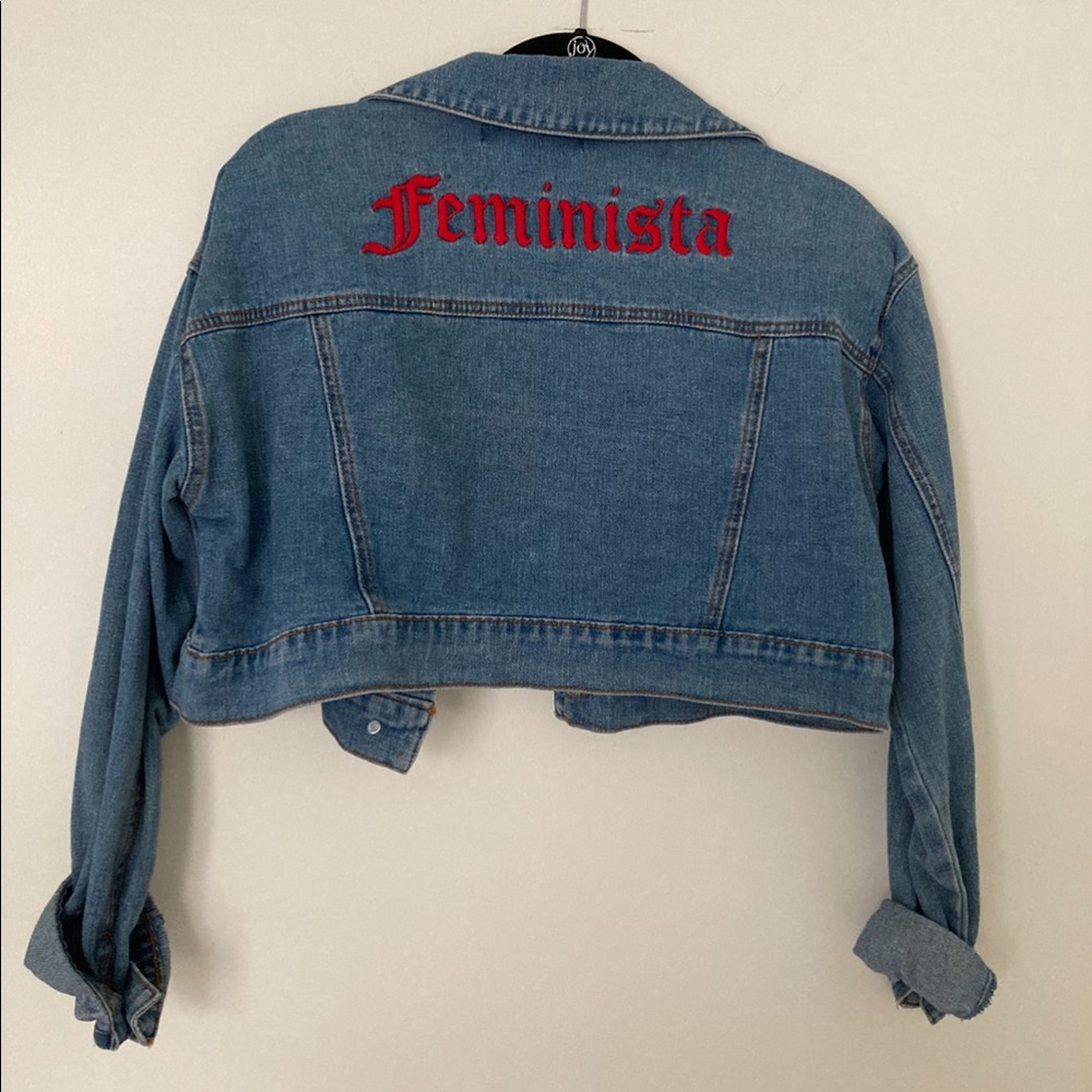 Cropped Denim Jacket Embroidered Feminista